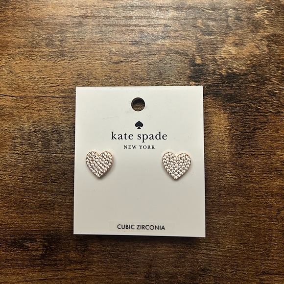 kate spade Jewelry - Kate Spade rose gold heart earrings